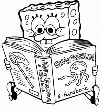 Spongebob Ridding Book Coloring Page - Spongebob Cartoon Coloring 