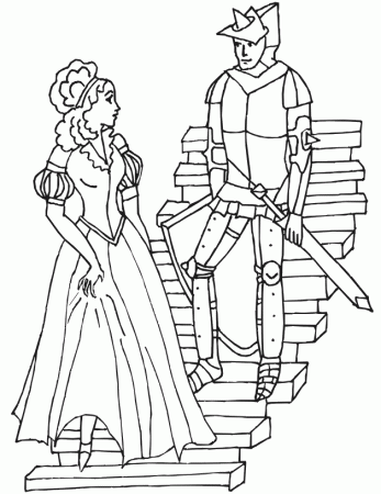 Princess Coloring Page | Princess & Knight