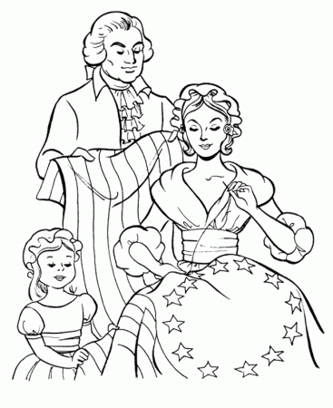 Figure Coloring Pages : Betsy Ross With Family Coloring Page Kids 