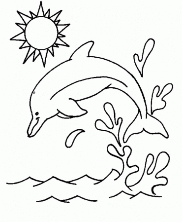 Swim Dolphin and Sun Coloring Pages : New Coloring Pages