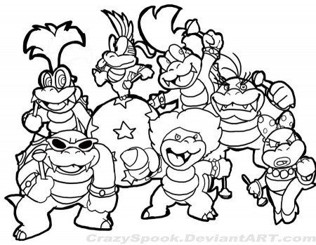 Super Mario Brothers Characters Coloring Page