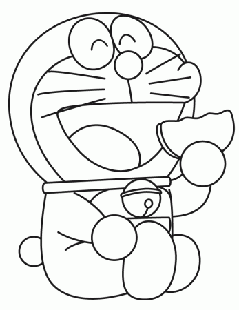 Doraemon Eats Cookie Coloring Page | Free Printable Coloring Pages