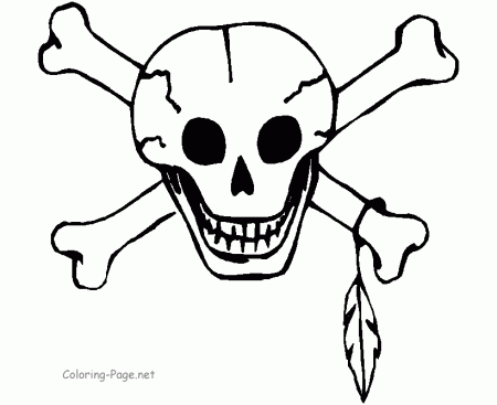 Halloween Coloring Page - Skull and Crossbones