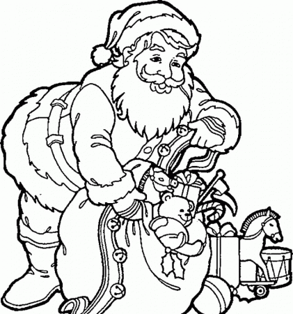 Santa Christmas Eve Stuffed Stuff Coloring Page - Kids Colouring Pages