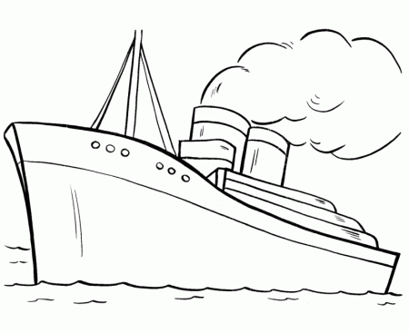 Easy Shapes Coloring Pages | Cruise Ship Easy Coloring activity 
