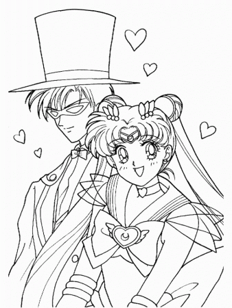 Super Sailor Moon and Tuxedo Mask Coloring Page by Sailortwilight 