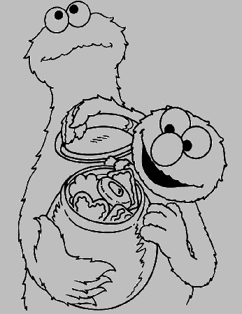 Cookie Monster Share Cookies With Elmo Coloring Pages - Cookie 