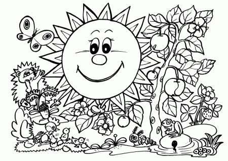 Smile sunflower – Coloring pages with animals and nature, Spring 
