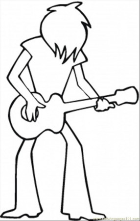 Coloring Pages Guitarist (Entertainment > Instruments) - free 