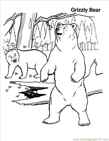 Coloring Pages Grizzly (Mammals > Bear) - free printable coloring 