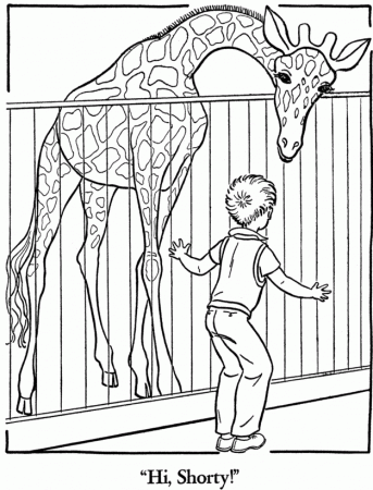 Zoo Animal Coloring Pages | Zoo Giraffe Exhibit Coloring Page and 