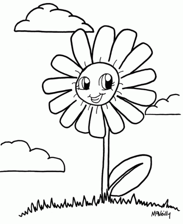 Anime Coloring Pages | Smiling Flower Anime Coloring Page and Kids 