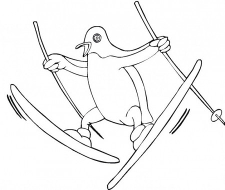 Winter Fun In Playing The Penguin Coloring Page - Kids Colouring Pages
