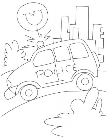 Police petrol car on road coloring page | Download Free Police 