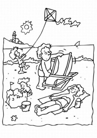Laying on The Summer Day on Beach Coloring Pages : New Coloring Pages