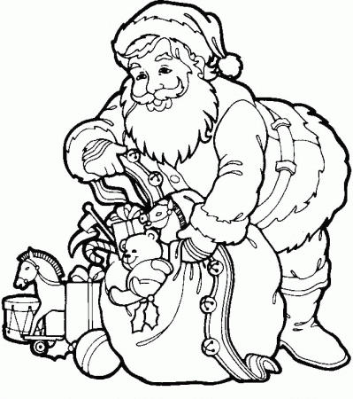 Santa Claus Preparing Gifts For Children Coloring Page 