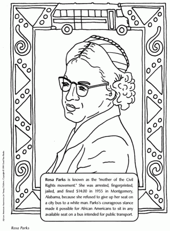 Rosa parks - mother of civil rights movement coloring page