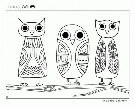 Made by Joel » Owls Coloring Sheet