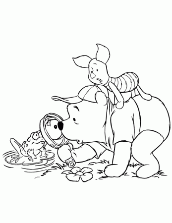 Download Winnie The Pooh Checking Frog Coloring Page Or Print 