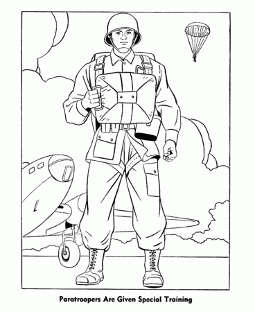 Veterans Day Coloring Pages - World War 2 - Paratroopers Coloring 