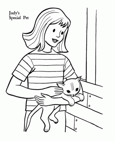 Pet Cat Coloring Pages | Girl's special pet cat Coloring Pages and 