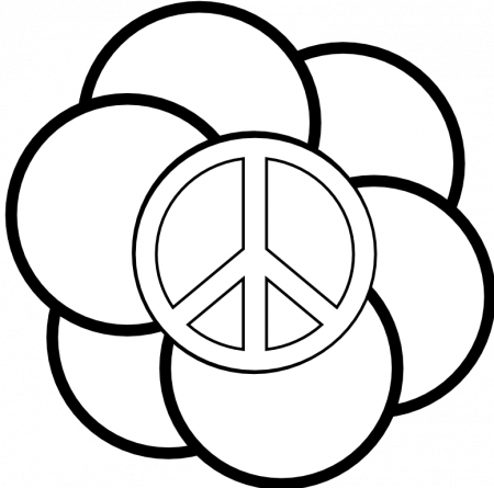 Peace Symbol Peace Sign Flower 121 Black White Line Art Coloring 