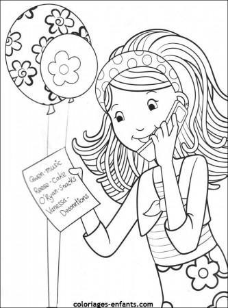 Coloring & Activity Pages: Girl Planning a Party Coloring Page