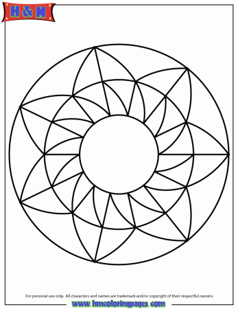 Simple Geometrical Mandala Coloring Page | HM Coloring Pages