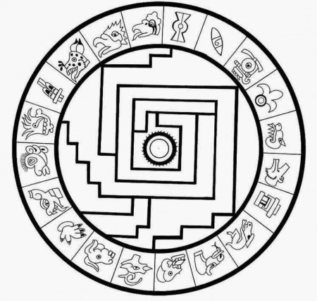 Indian Aztec Mandala Coloring Pages Worksheet