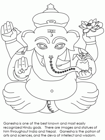 Printable India Ganesha Countries Coloring Pages 