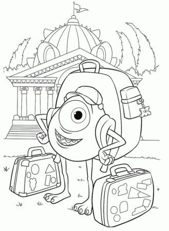 Mike The Monster Carrying Bag Coloring Pages - Monster Inc 