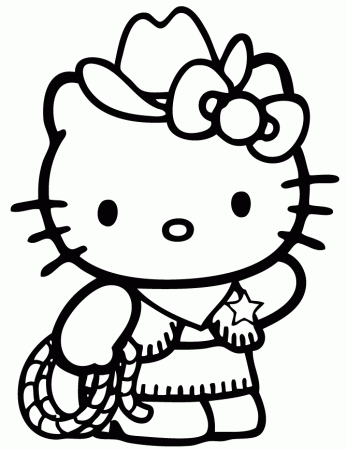 Hello Kitty Country Cowboy Coloring Page | Free Printable Coloring 