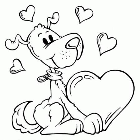 dog valentine Colouring Pages