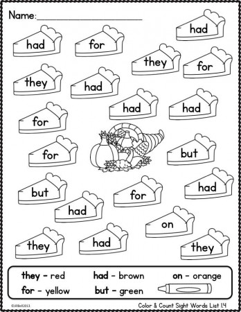 Sight Words Color & Count Fall Set