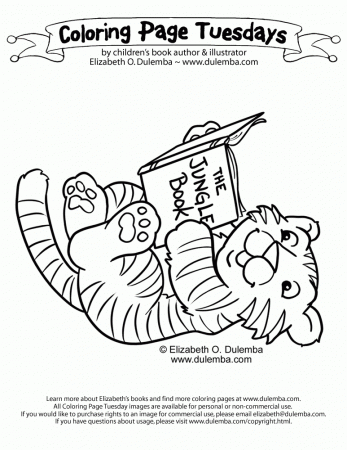 dulemba: Coloring Page Tuesdays - Baby Tigers love to read!