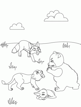 Coloring Pages - The Lion the Bear and the Fox
