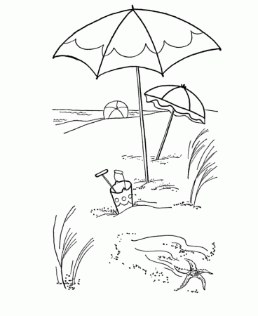 Bluebonkers : Umbrellas on the Beach - Summer Coloring Sheets