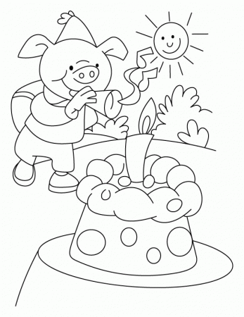 Piggy celebrating birthday in the park coloring pages | Download 