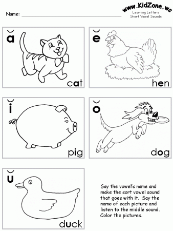 Kindergarten Vowel Worksheets | Kiduls Printable