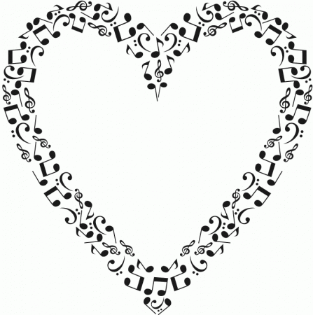 Heart Outline Musical Notes Music Wall Stickers Wall Art Decal 