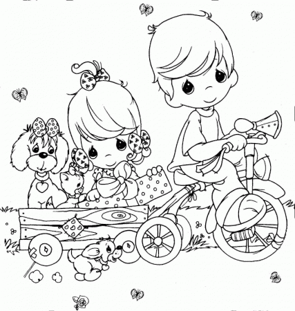 Kids In A Tricycle Free Precious Moments Coloring Pages 230930 