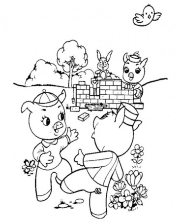 3 little pigs brick house Colouring Pages (page 2)