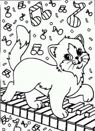 Download A Pretty Cat Is Playing Piano Coloring Pages Or Print A 