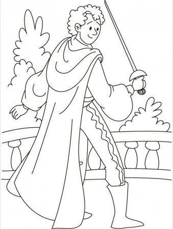 A warrior prince practicing with his sword alone coloring pages 