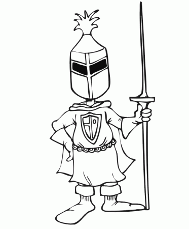 Knight Coloring Page | Knight with Jousting Stick