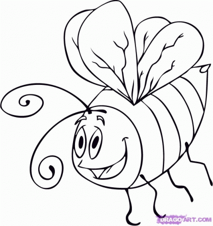How to Draw a Cartoon Bumble Bee, Step by Step, Bugs, Animals 