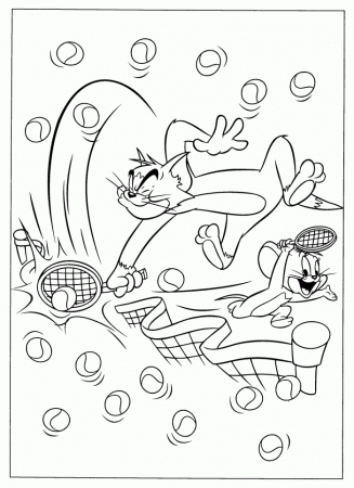 Tom and Jerry Playing Tennis Coloring Page | Kids Coloring Page