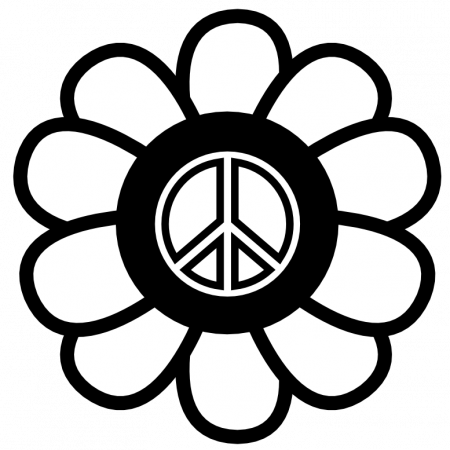 Peace Symbol Peace Sign Flower 124 Black White Line Art Coloring 