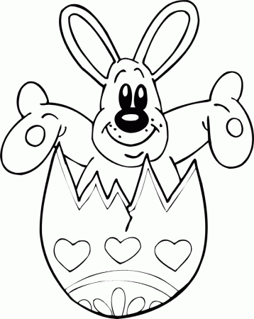 Easter Bunny Coloring Page | A Happy Bunny in an Egg