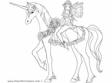 Unicorn and Fairy Puppet Coloring Page